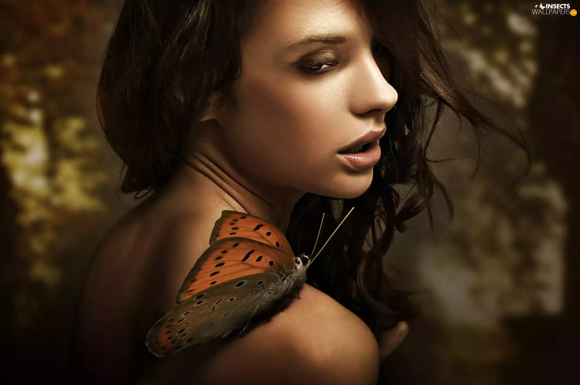 girl, Arm, butterfly, make-up