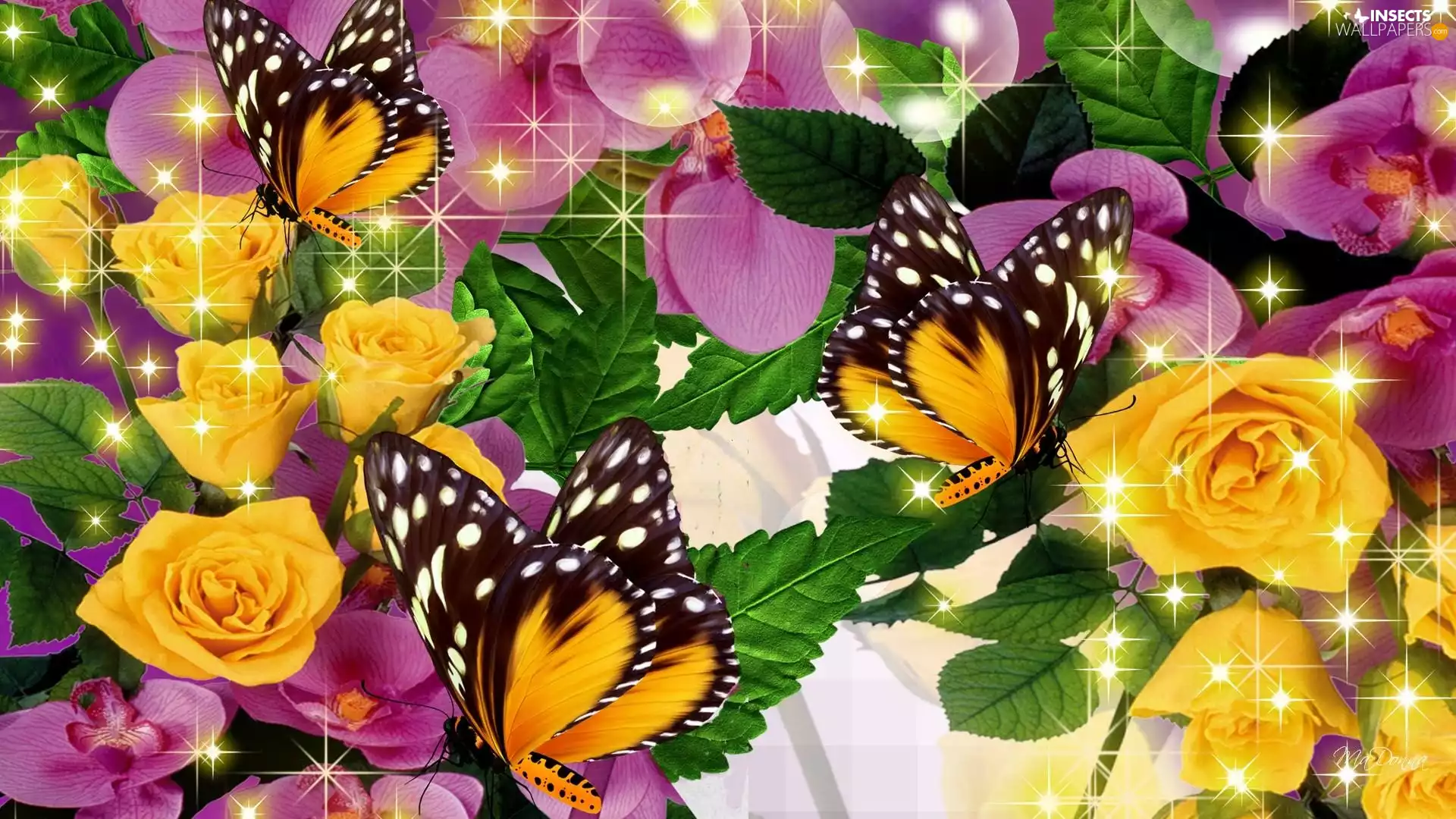 Art, roses, butterflies