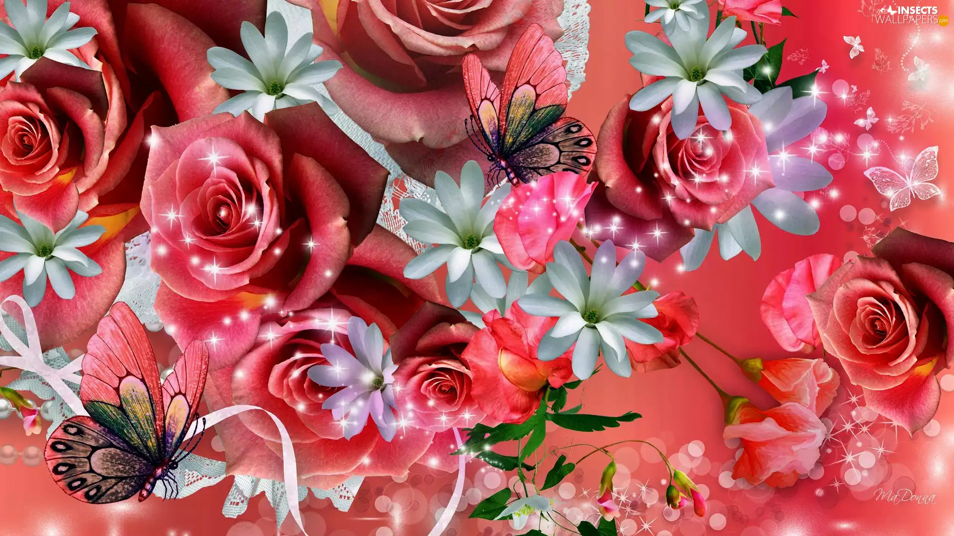 Art, roses, butterflies