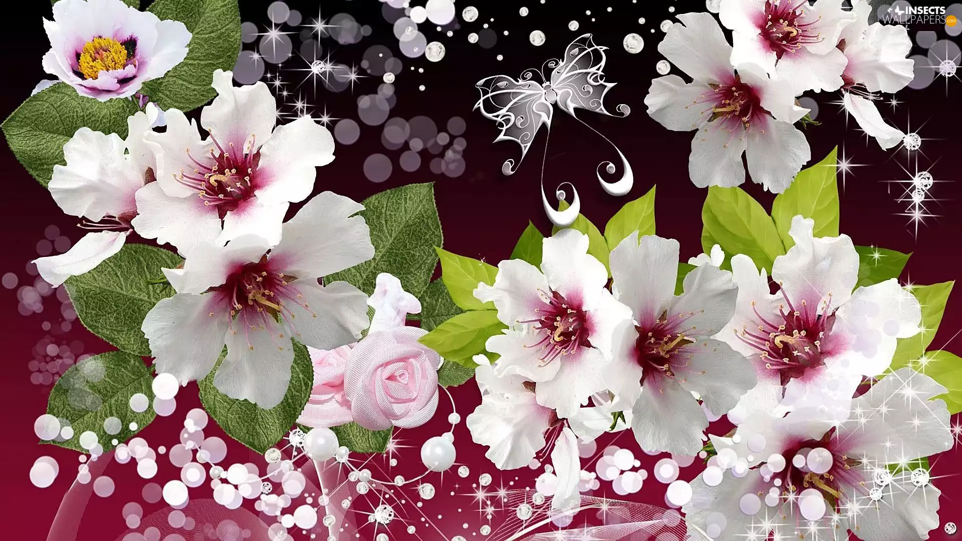 Art, Flowers, butterfly