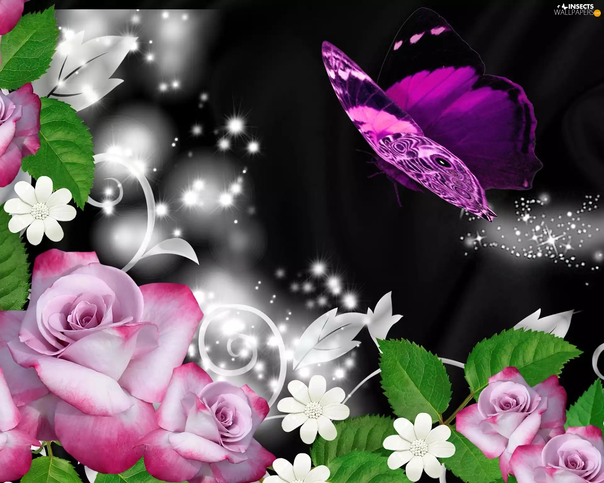 Art, Flowers, butterfly