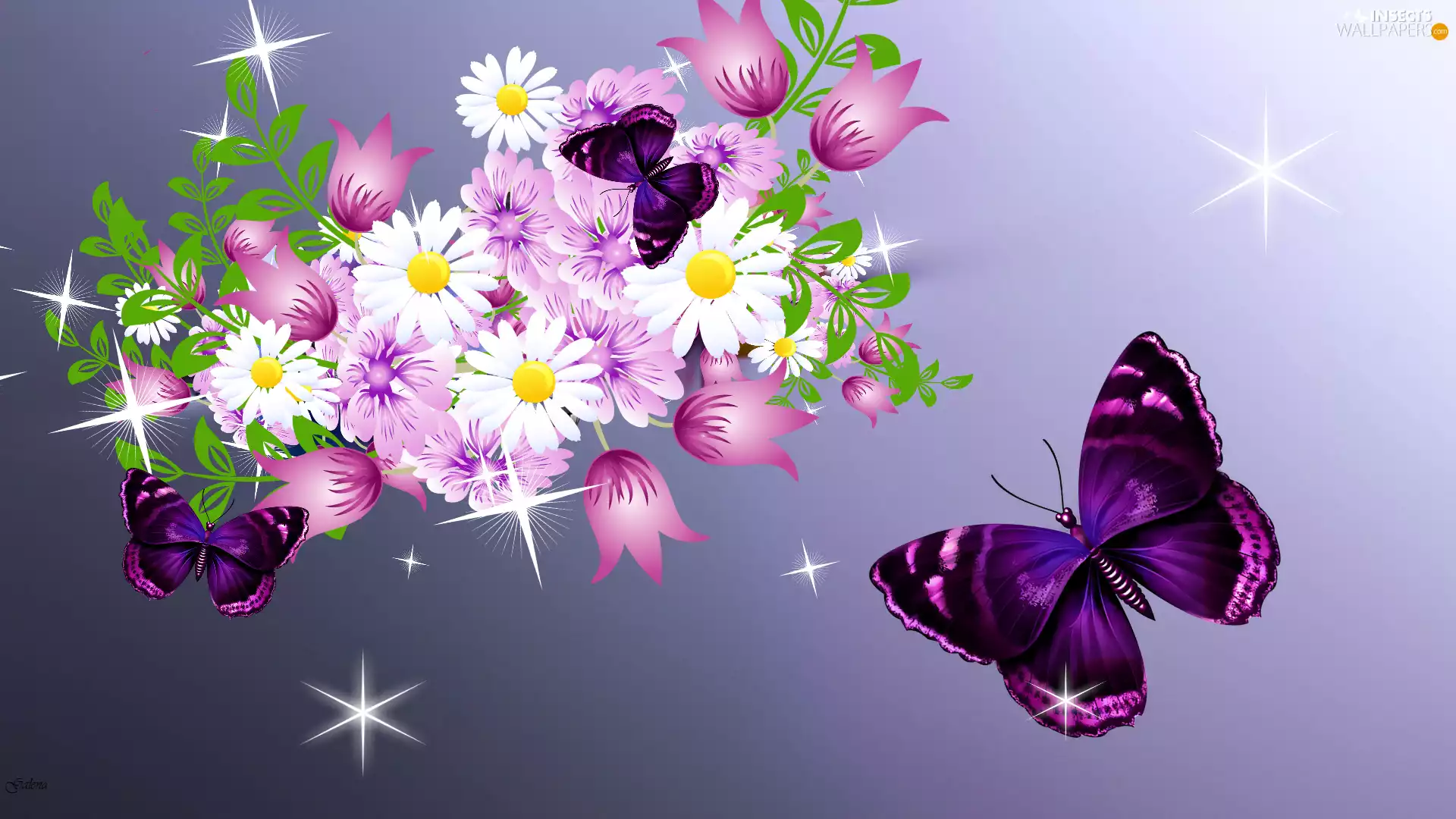 2D Graphics, Flowers, butterflies