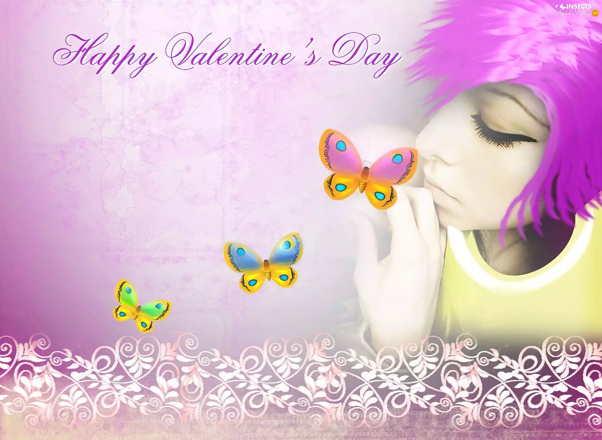 butterfly, Love, girl