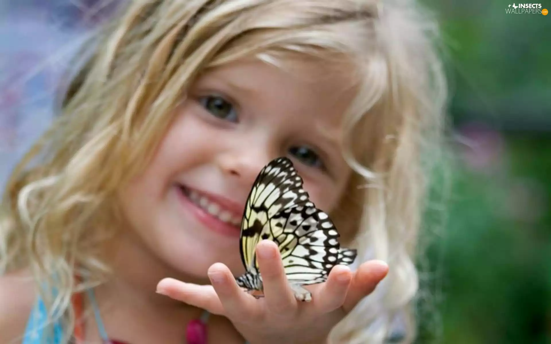 butterfly, girl, hand