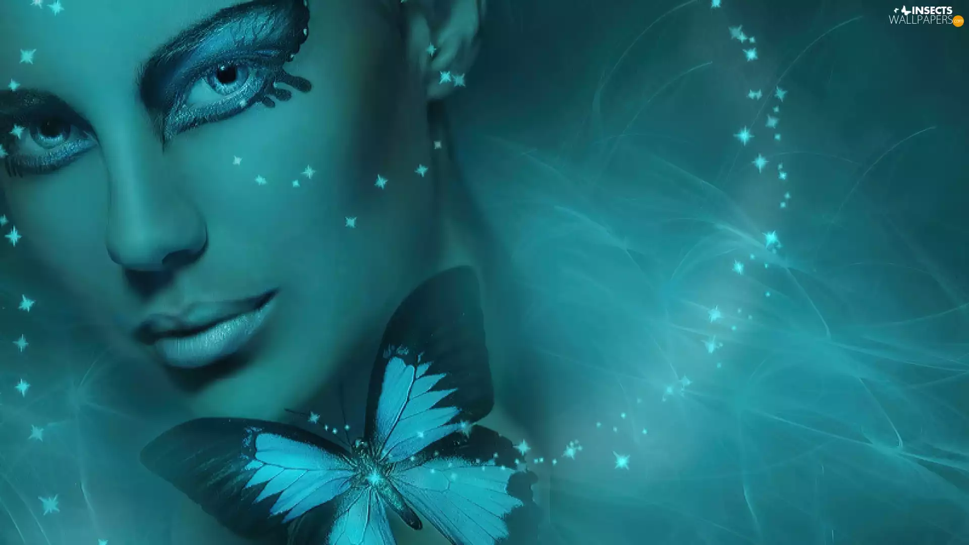 make-up, Women, butterfly