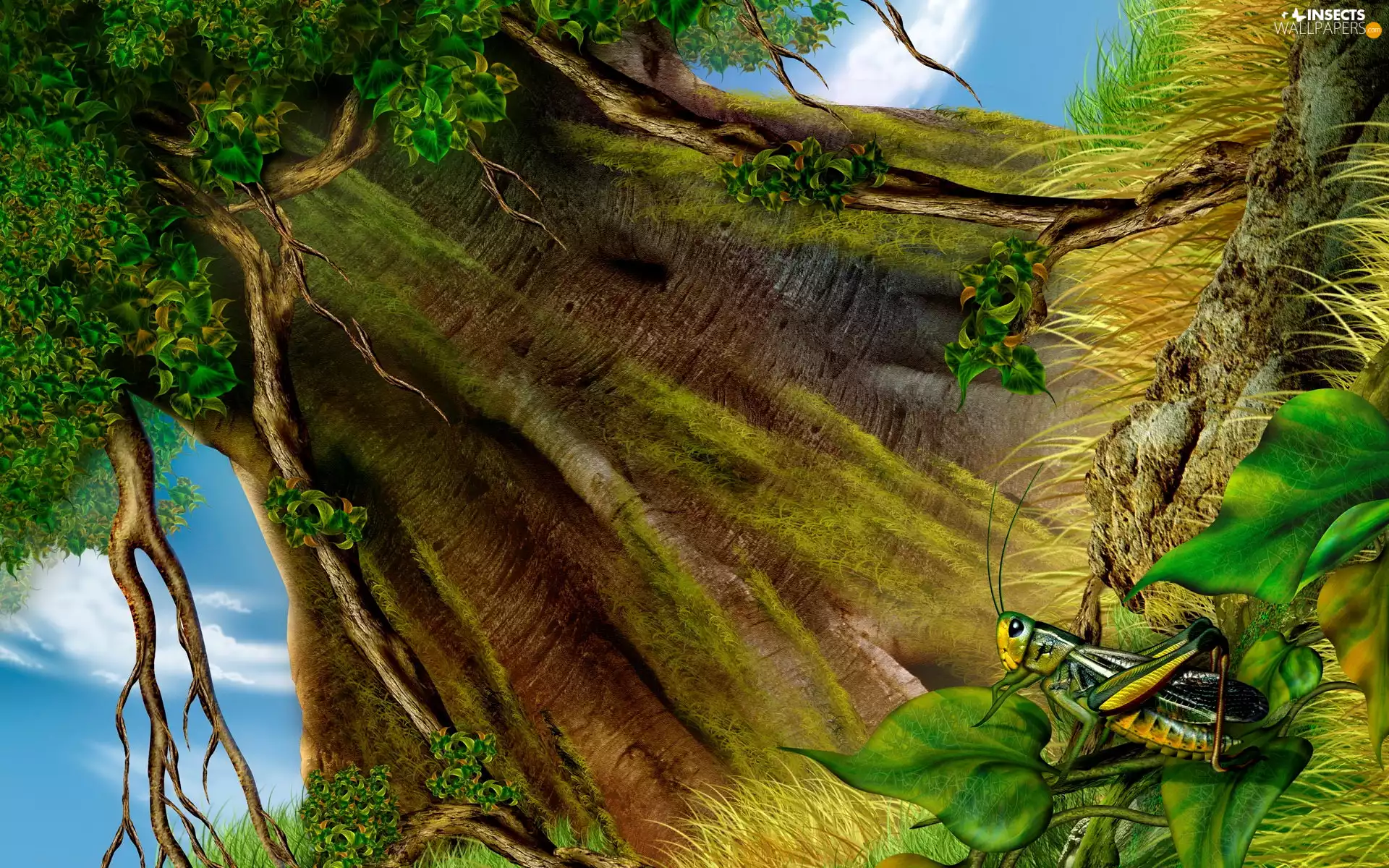 trees, sea-horse, field