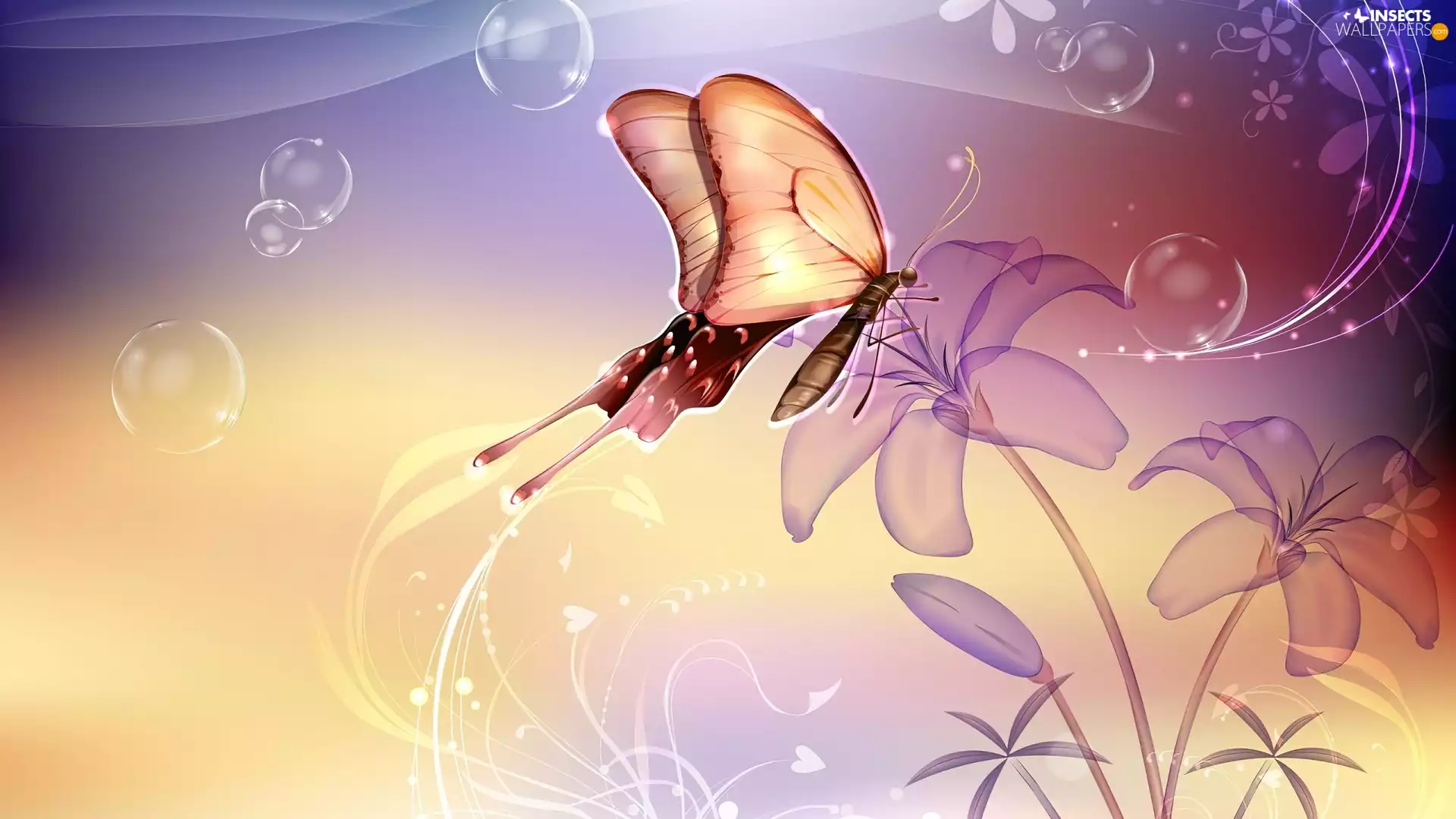 Flowers, pretty, butterfly