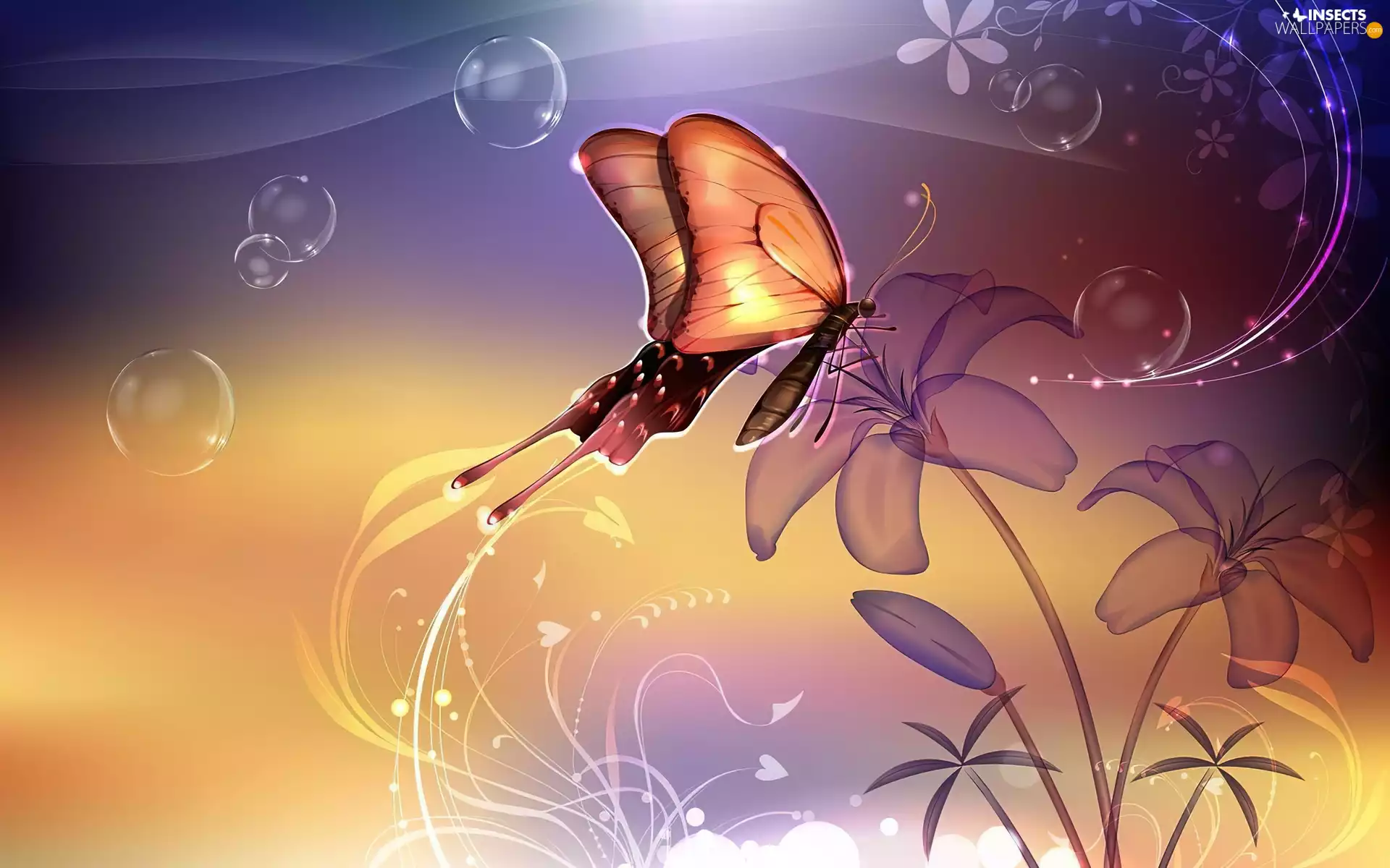 graphics, Flowers, butterfly