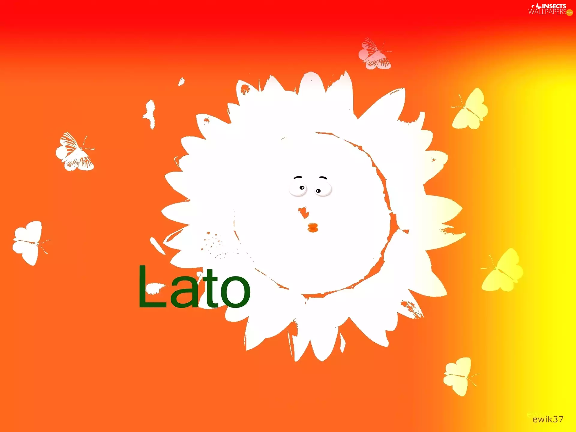 text, sun, butterflies