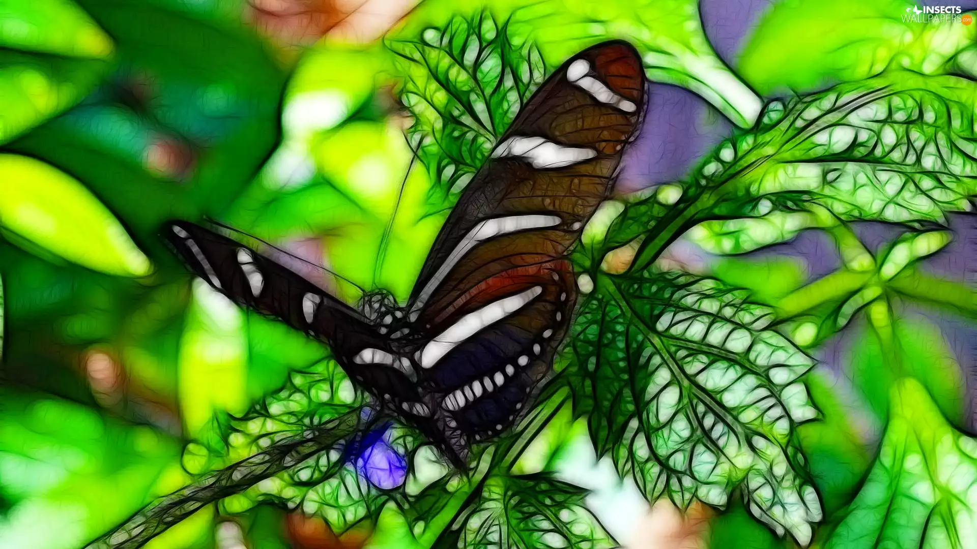 butterfly, Leaf, Fractalius, twig