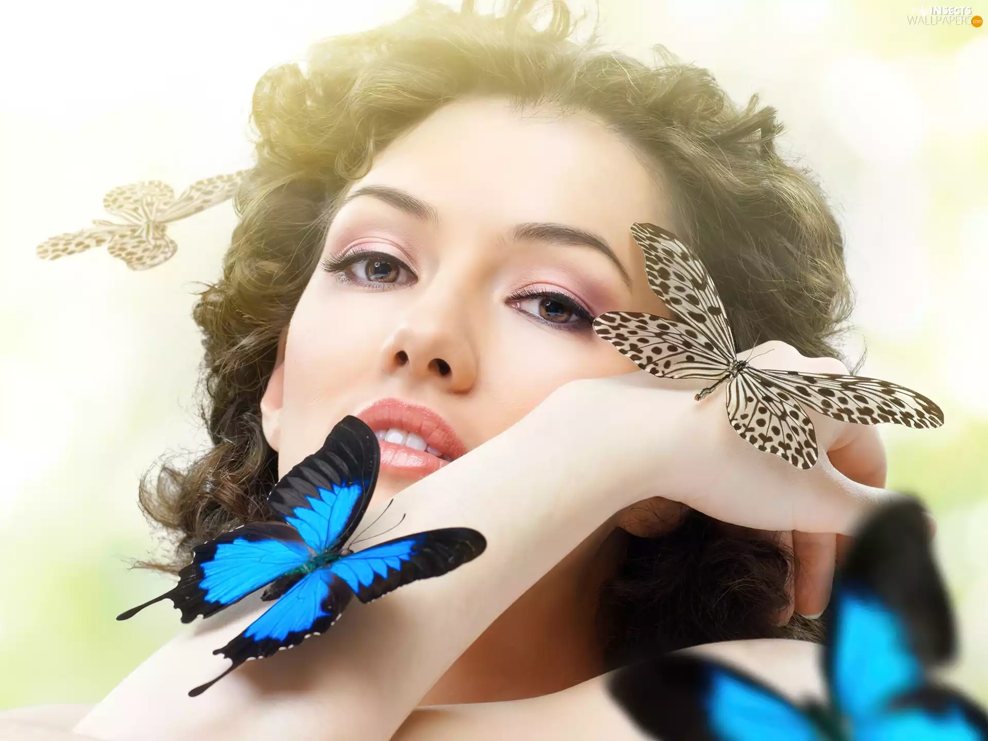 butterflies, Women, make-up